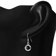 Black Onyx Round Silver Earrings - e360